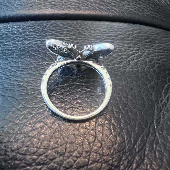 Size 6.5 sterling silver butterfly pavé rhinestone ring - Picture 6 of 8